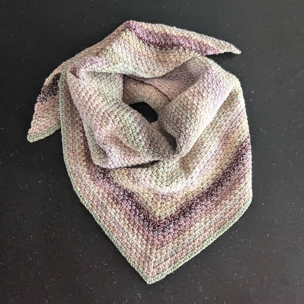 Handmade Crochet Moss Stitch Triangle Bandana Shawl Spincycle Dyed in the Wool
